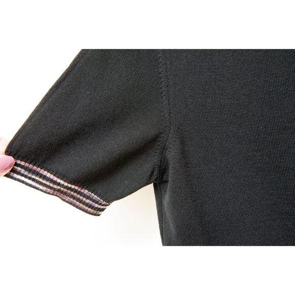 Vintage 100% Wool Black Missoni Short Sleeved Sweater est sz 42 - Picture 9 of 11